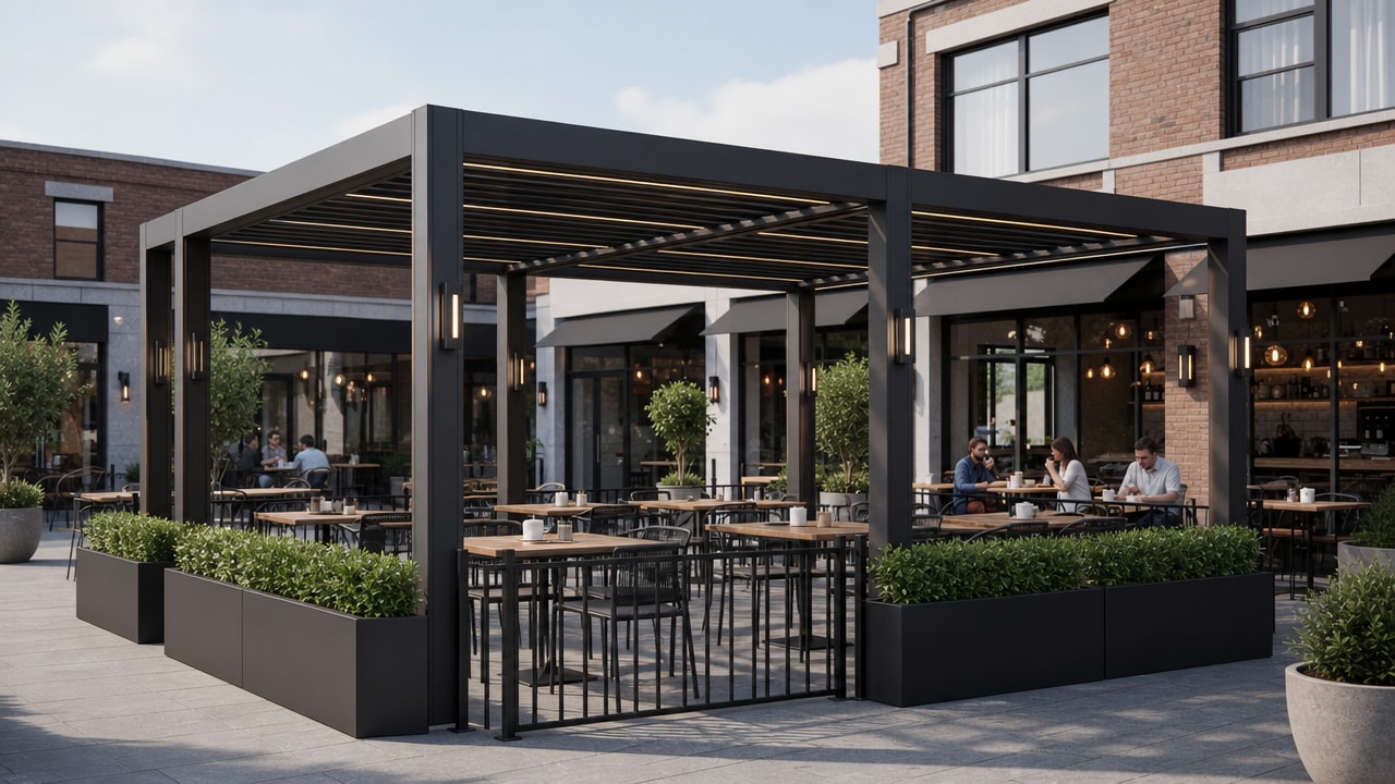 Modern çizgide alüminyum pergola uygulaması